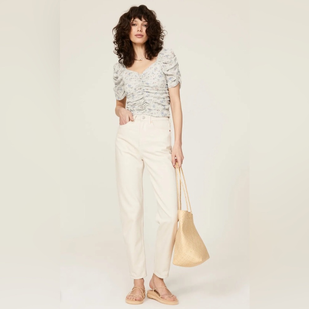 Slate & Willow Ruched Puff Sleeve Top x RTR Size Small